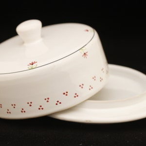 Italian Pottery White Covered Cheese Dish Vintage Ceramic Collectible Dining Serving Entertaining image 2