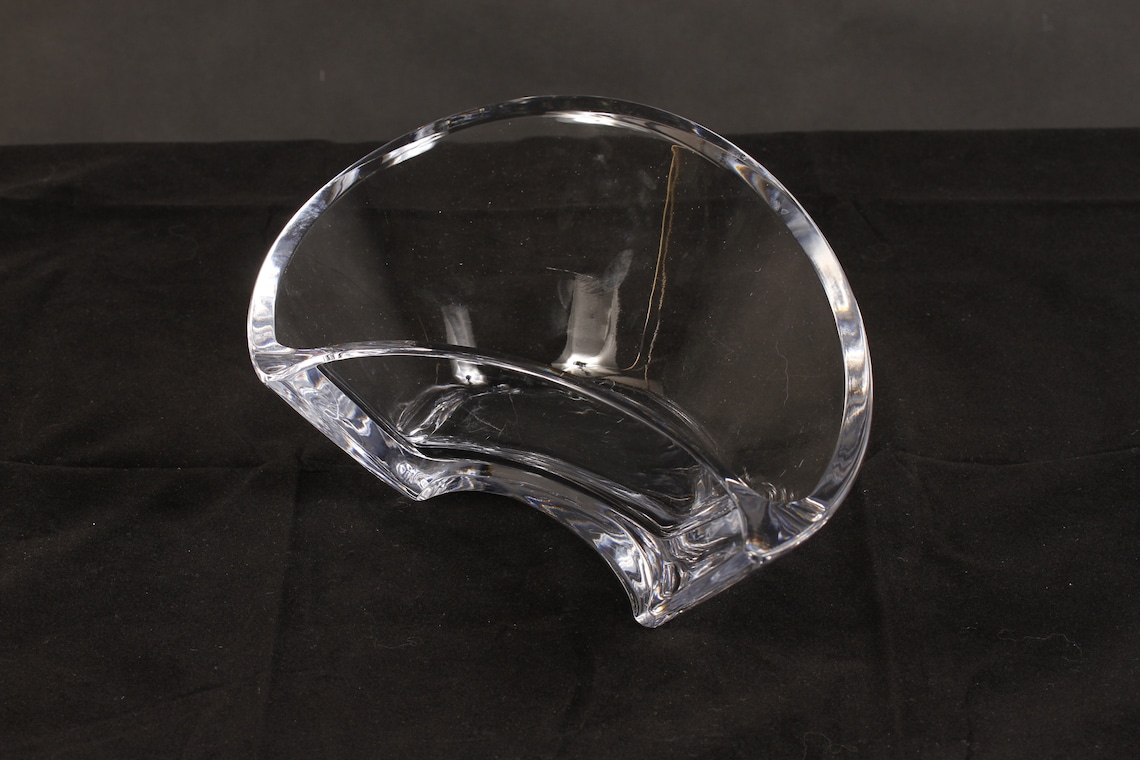 Nambe Large Abstract Crystal Bowl Vintage Glass Collectible Etsy