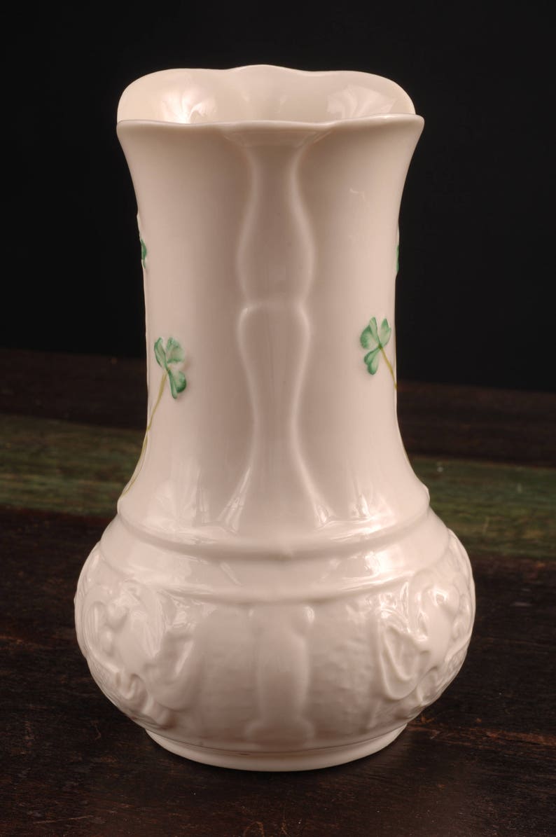 Irish Belleek Claddagh Shamrock Collection Vase Vintage Etsy