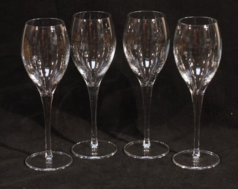 Vielle France Depuis 1860 Logo Champagne Flutes - Set of 4 - Vintage Glass Collectible Barware Drinkware Entertaining