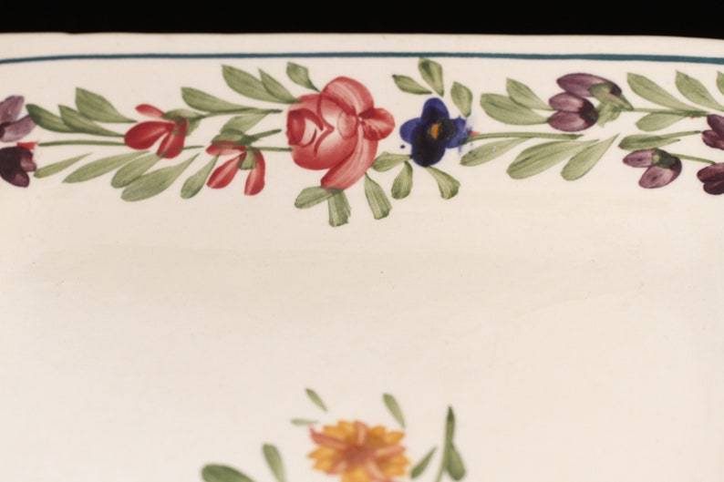 Sarreguemines Rusticana Floral Small Rectangular Platter Vintage Ceramic Collectible Home Living Decor image 4