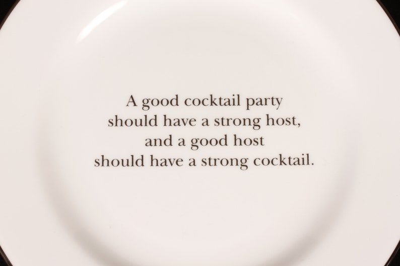 Pottery Barn Cocktail Quote Plates Set of 4 Vintage Ceramic Collectible Dining Serving Entertaining image 3