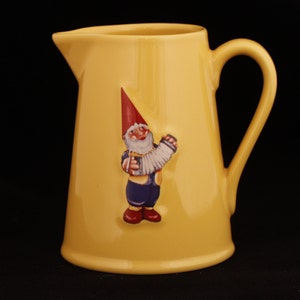 Kiss That Frog Cleen Gnome Leon a l'accordeon Small Ceramic Pitcher Vintage Collectible Ceramic Home Table Decor image 1