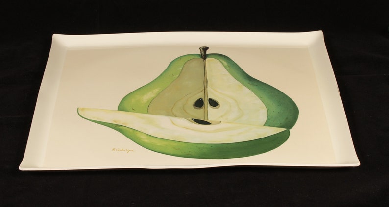 Mid-Century Modern B. Arhelger Pear Tray Vintage Plastic Collectible Dining Serving Entertaining Home Living image 6