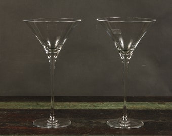 ISA International Martini Glasses - Set of 2 - Vintage Glass Collectible Dining Serving Entertaining