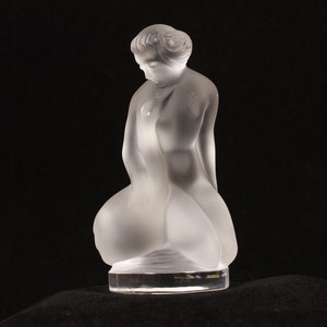 Lalique Crystal Leda and Swan Art Glass Sculpture - Vintage Glass Collectible Home Living Decor