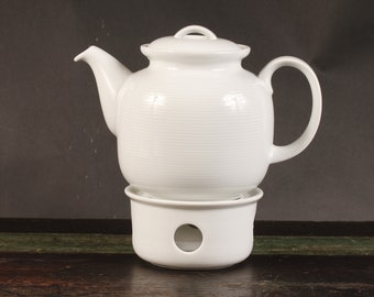 Thomas Trend White Restaurant Ware Teapot Warmer Stand - Vintage Ceramic Collectible Dining Serving Entertaining