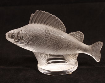 Lalique Cesar Poisson Perche Fish Art Glass Sculpture - Vintage Glass Collectible Home Living Decor