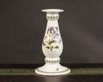 Portmeirion Botanic Garden Viola Hybridia Pansy Candlestick - Vintage Ceramic Collectible Home Decor Living Entertaining