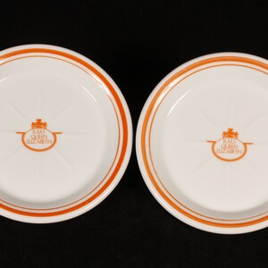 Premiere Classe 1978 RMS Queen Elizabeth Orange Coaster Tip Tray Set of 2 Vintage Ceramic Collectible Dining Serving Entertaining image 1