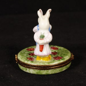 Limoges France Kissing Bunnies with Gifts Trinket Box Vintage Ceramic Collectible Home Living Decor image 3