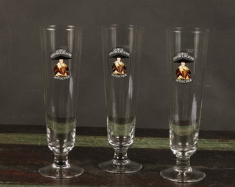 La Belle Strasbourgeoise de Fischer Footed Pilsner Beer Glasses - Set of 3 - Vintage Glass Collectible Dining Serving Entertaining