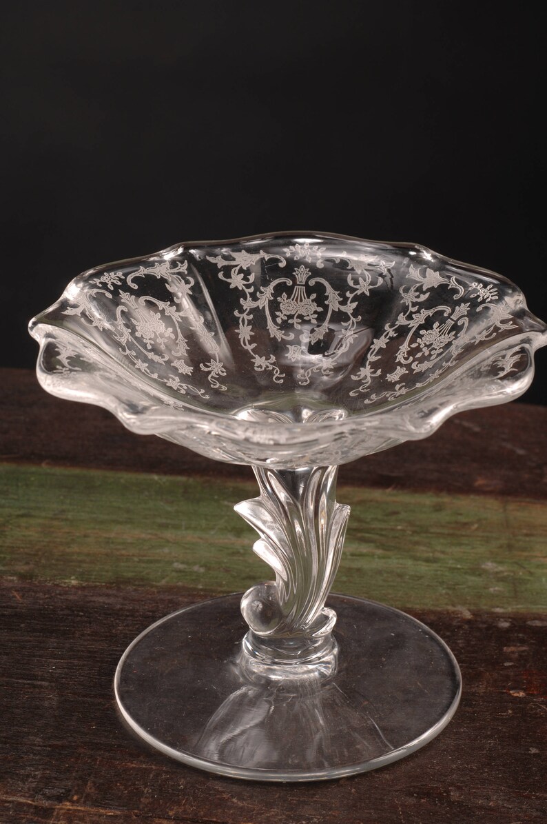 Fostoria Glass Navarre Pattern Tall Comport Footed Candy Dish Etsy