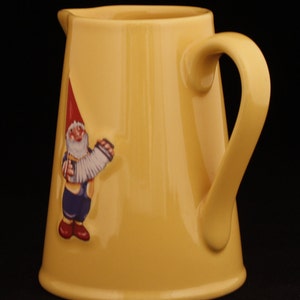 Kiss That Frog Cleen Gnome Leon a l'accordeon Small Ceramic Pitcher Vintage Collectible Ceramic Home Table Decor image 5