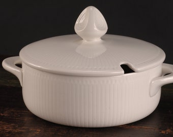 Rorstrand White Covered Casserole Serving Dish - Vintage Ceramic Collectible Kitchen Dining Serving Entertaining