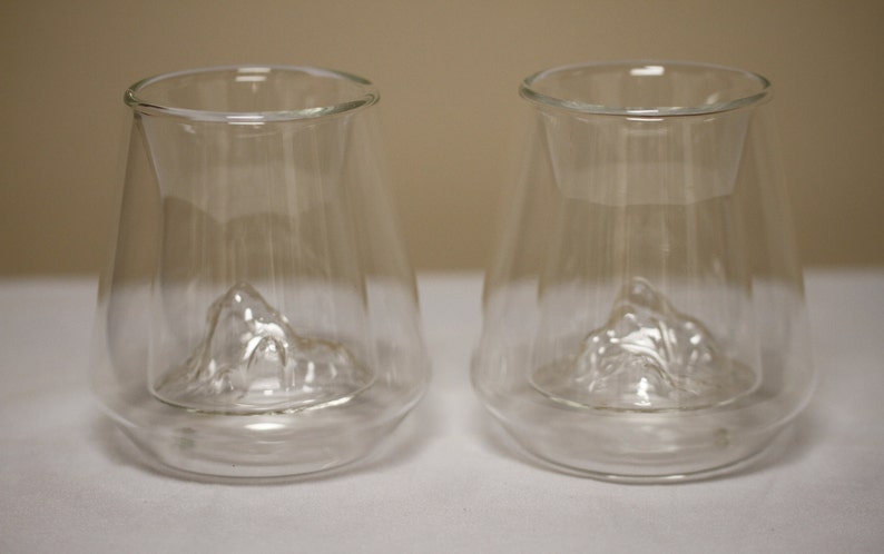 Mountain Peak Double Wall Glasses Set of 2 Vintage Ceramic Collectible Barware Drinkware Entertaining image 1