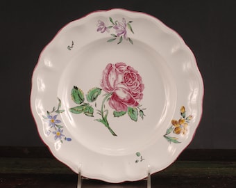 Luneville Rose Luncheon Plate - Vintage Ceramic Collectible Dining Serving Entertaining