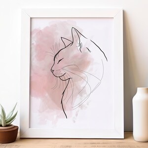 Cat Line Art Wall Print Minimalist Pet Drawing Boho Decor for Nursery Living Room Digital Download Instant Printable Gift Idea Gift for Her