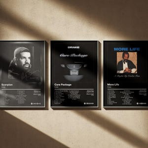 Drake Poster 3 Pack - Minimal Digital Art Prints - Album Cover Wall Decor Set