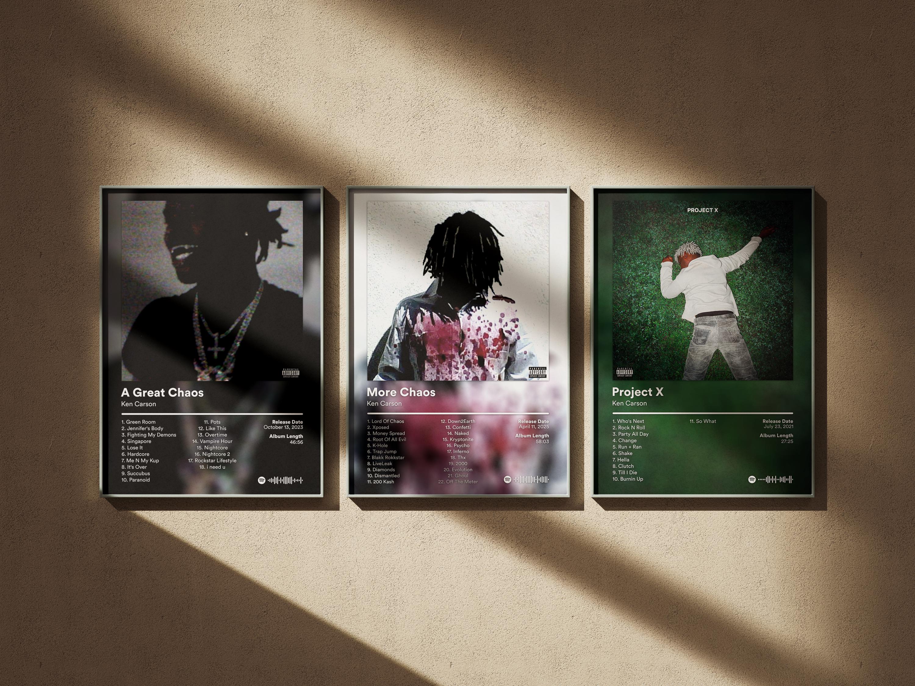 Ken Carson Poster 5 Pack - Minimal Digital Art Prints - Album Cover Wall Decor Set