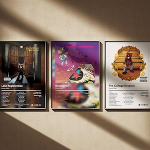 Kanye West Poster 3 Pack - Minimal Digital Art Prints - Album Cover Wall Decor Set