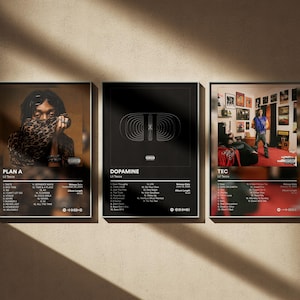 Lil Tecca Poster 3 Pack - Minimale Digitale Kunst Drucke - Album Cover Wand Dekor Set