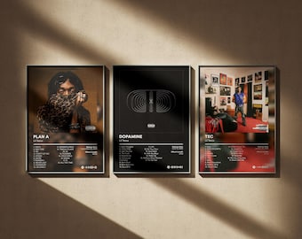 Lil Tecca Poster 3 Pack - Minimale Digitale Kunst Drucke - Album Cover Wand Dekor Set
