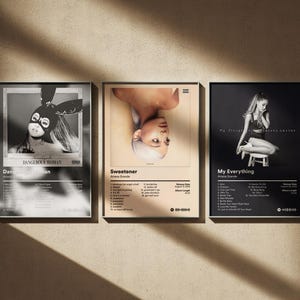 Ariana Grande-poster, set van 4 - Minimal Digital Art Prints - Muurdecoratieset albumomslag