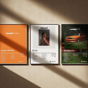 Paquete de 5 pósteres de Frank Ocean - Impresiones de arte digital minimalistas - Set de decoración de pared con portadas de álbumes