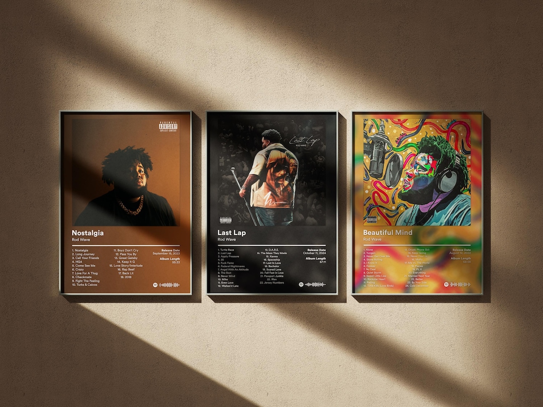 Rod Wave Poster 4 Pack - Minimal Digital Art Prints - Album Cover Wall ...