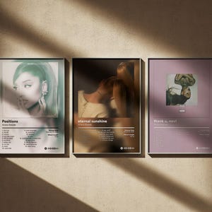 Ariana Grande Poster 3 Pack - Minimale Digitale Kunst Drucke - Album Cover Wand Dekor Set