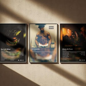 Póster de Tory Lanez (paquete de 3) - Impresiones de arte digital minimalistas - Set de decoración de pared con portadas de álbumes