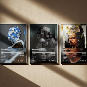 Gunna-poster, set van 4 - minimale digitale kunstafdrukken - muurdecoratieset albumomslag