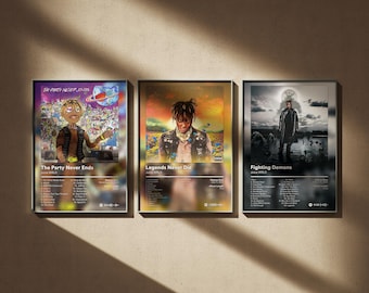 Juice WRLD Poster 4 Pack - Minimale Digitale Kunst Drucke - Album Cover Wand Dekor Set