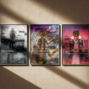 Póster de Juice WRLD (paquete de 3) - Impresiones de arte digital minimalistas - Set de decoración de pared con portadas de álbumes