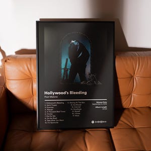 Post Malone Hollywood&#39;s Bleeding-poster – GRATIS verzending binnen de VS en de EU – Albumomslagposters – Esthetische muziekposters voor slaapkamer, slaapzaal of studio