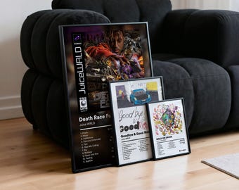 Pack de 4 pósteres de Juice WRLD - Set de decoración de pared con portadas de álbumes - Descarga digital instantánea