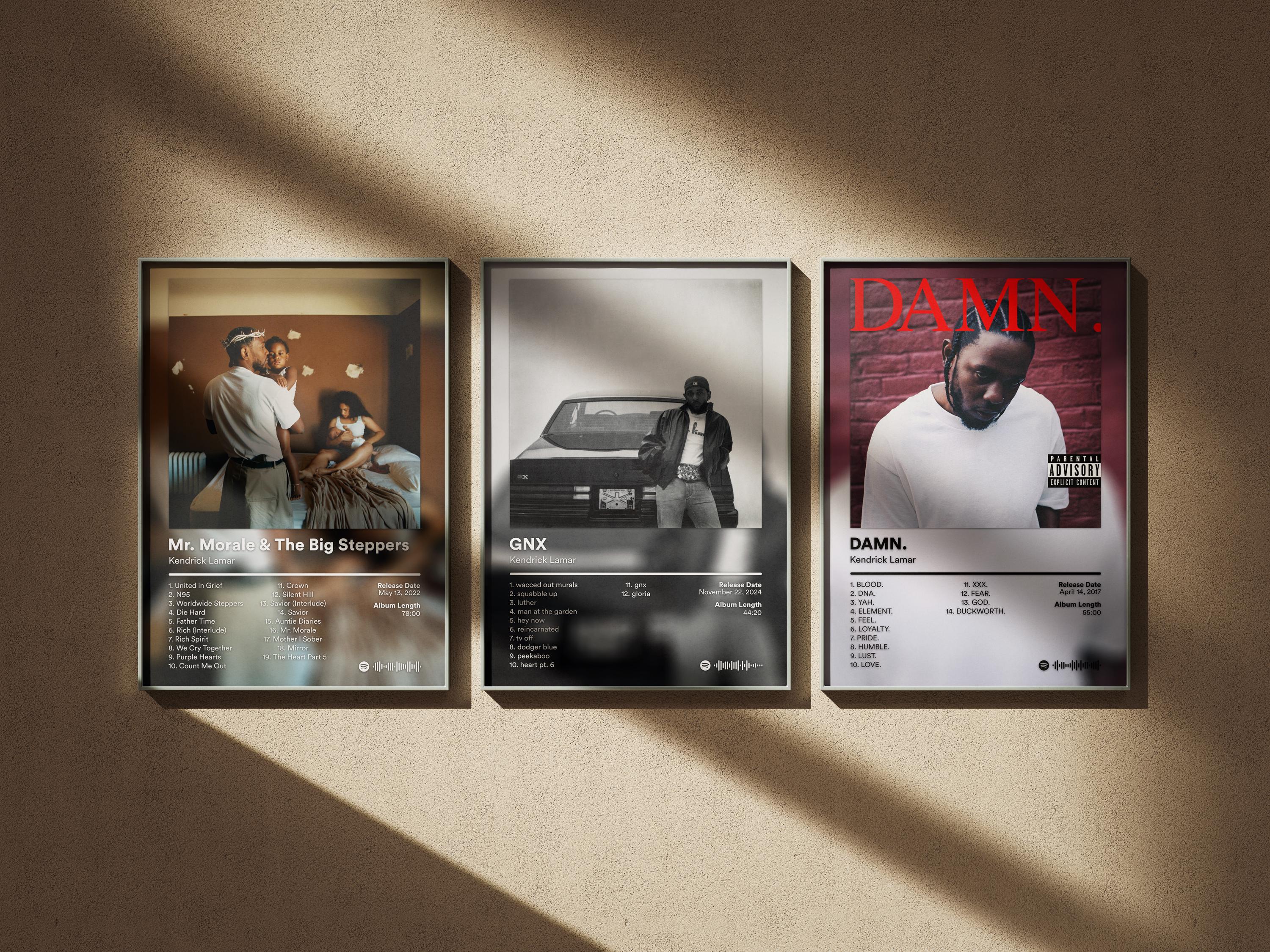 Kendrick Lamar Poster 5 Pack - Minimale Digitale Kunst Drucke - Album Cover Wand Dekor Set