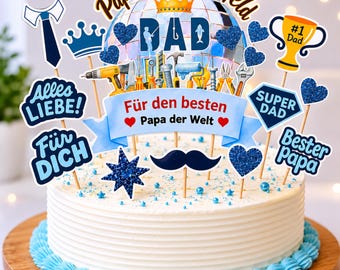 Dekoracja für den Vatertagskuchen | Vatertag Tortenstecker | Tort Topper Vorlage | DIY Geschenk für Papa | Topper na ciasto do wydrukowania na płótnie