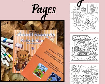 かわいいぬり絵 | 27ページ | 子供と大人のためのキュートで心地よいぬり絵シート | デジタルダウンロード | 8.5x8.5インチ