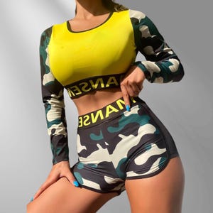 Long Sleeve Short Set, Women&#39;s Loungewear Set, Trendy Casual Short Set, Comfortable Two Piece Outfit - Relaxed Fit Summer Wear