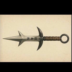Handmade D2 Steel Double Headed Kunai: Ninja Tool with Leather Sheath