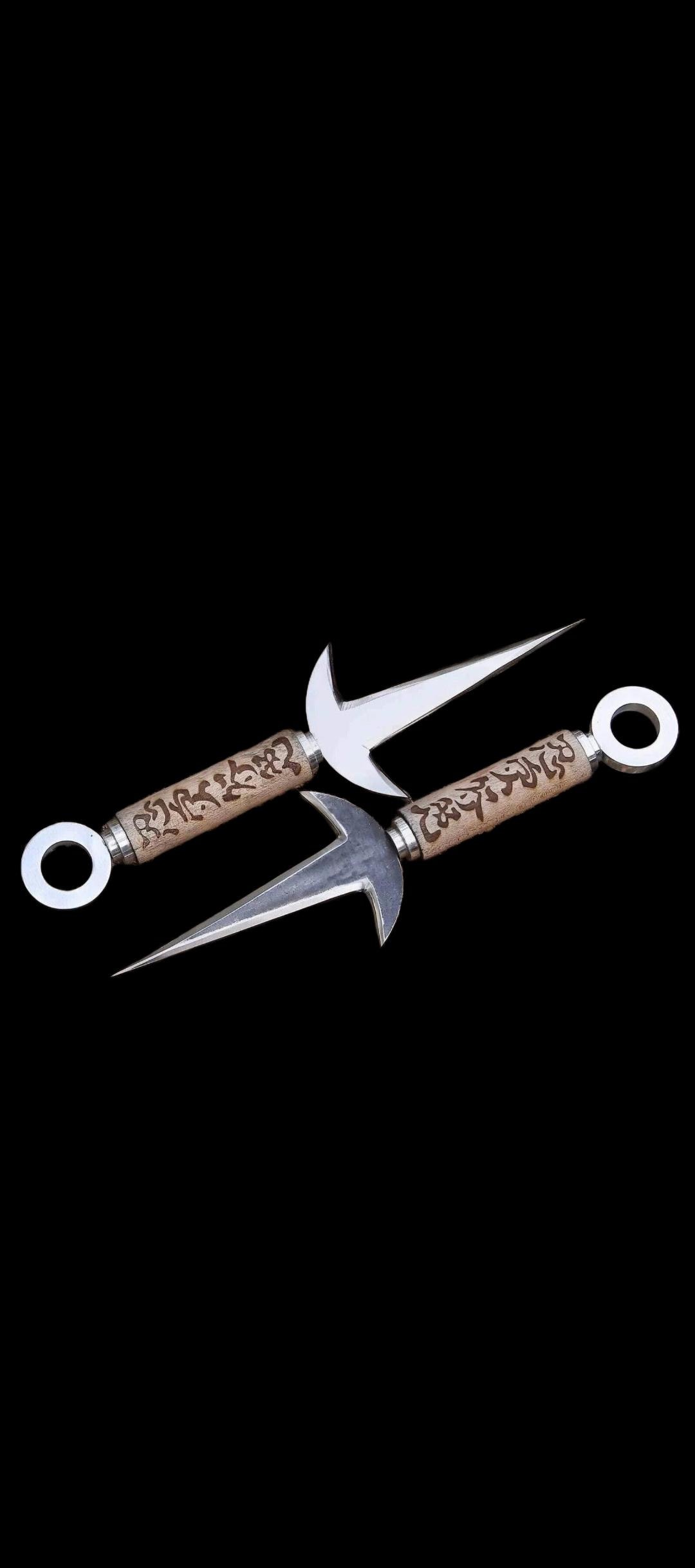 Minato Flying Thunder God Kunai Replica: Engraved Wood Handle
