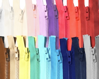 Cerniere sportive in plastica stampata con denti spessi da 16&quot; - Calibro 5 - Rosa, Blu, Marrone, Borgogna, Grigio, Verde, Naturale, Rosa acceso, Turchese, Giallo
