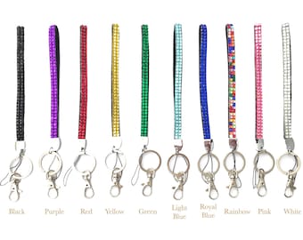1 5 15 20 pc Short Wrist Strap Rhinestone Luxury Bling Bling Lanyard for Cell Phone ID Key Chain Holder Badge ID - U.S Seller, Fast Shipping