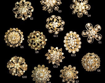1 5 10 pcs Gold Gorgeous Luxury Sparkling Rhinestone Brooch, High Quality Pearl Crystal Brooch Wedding Embellishment Decoration