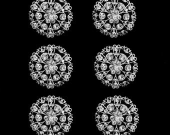 6 stks Zilver Hoge Kwaliteit Kristal Strass Versiering Strass Broche Pin Grote Clear Crystal Broche DIY Bruidsboeket Broche Stijl: a3