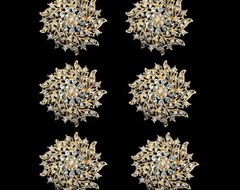 6 stks Goud Hoge Kwaliteit Kristal Strass Versiering Strass Broche Pin Grote Clear Crystal Broche DIY Bruidsboeket Broche Stijl: B2