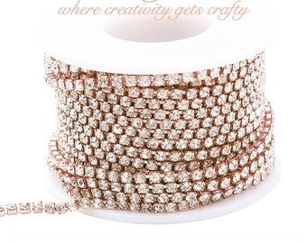 10m Diamante Studed Chain Sparkling Rhinestones for Making Bridal Jewelry Crafts
