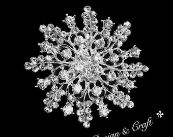 Silver High Quality Crystal Rhinestone Embellishment Broach Pin Rhinestone Brooch Big Clear Crystal Brooch DIY Wedding Bouquet Brooch STY:A6